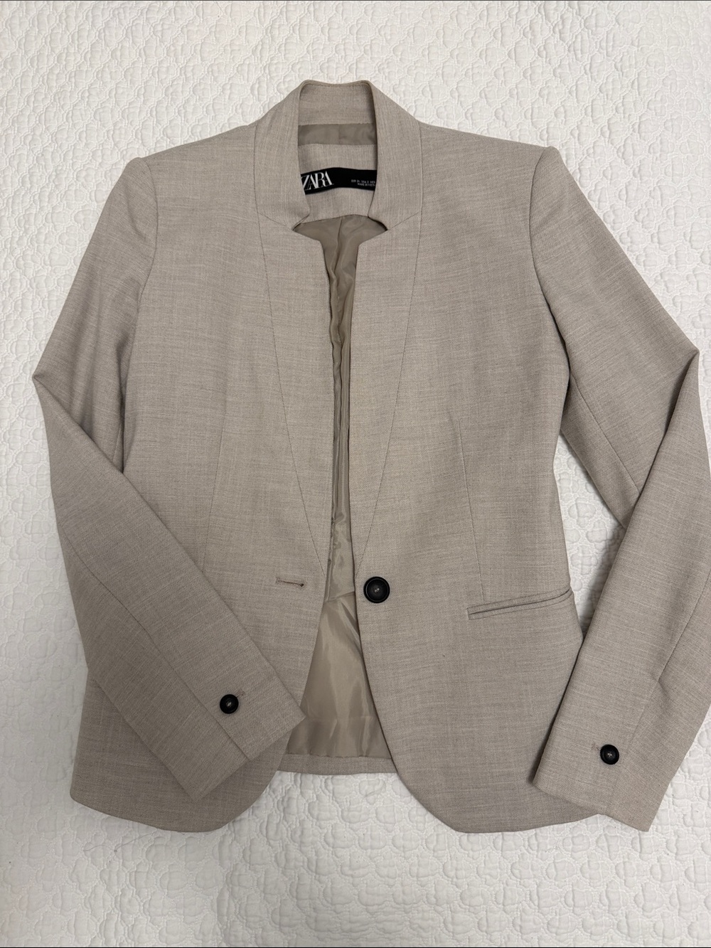 Zara Men’s Light Taupe Single-Button Blazer